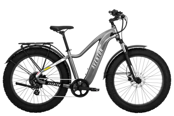 Aventon Aventure.2: Outdoor setting electric fat tire bike shown in a rugged, outdoor environment.