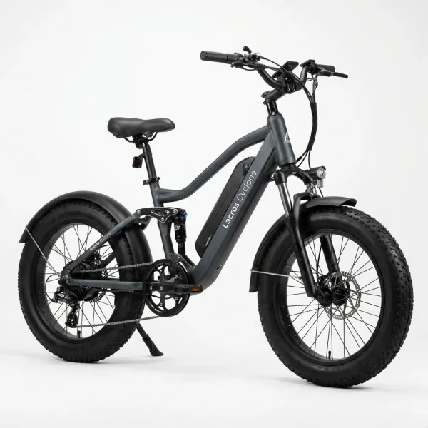 Lacros Cyclone: Folding eBike featuring a unique multi-link rear suspension for a smooth commute.