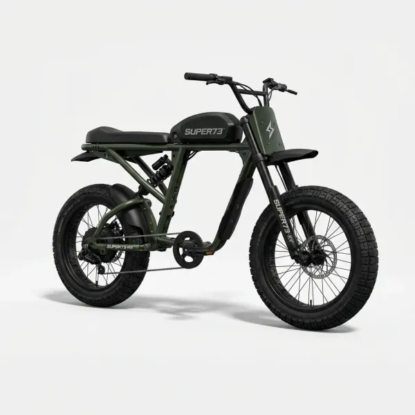 SUPER73-RX: Side profile electric bike featuring high-spec suspension and moto styling.